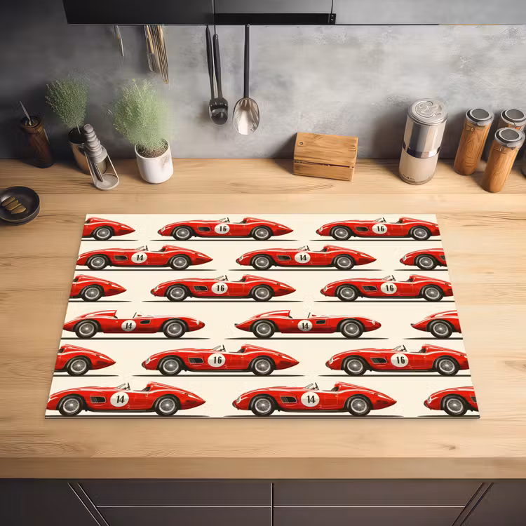 Raceauto - Retro - Rood Inductie beschermer vinyl 3mm klein 276 -sfeer5