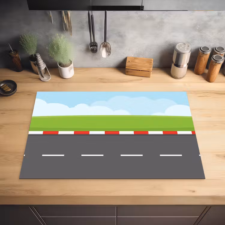 Racebaan - Illustratie - Sport - Kleurrijk Inductie beschermer vinyl 3mm klein -sfeer5
