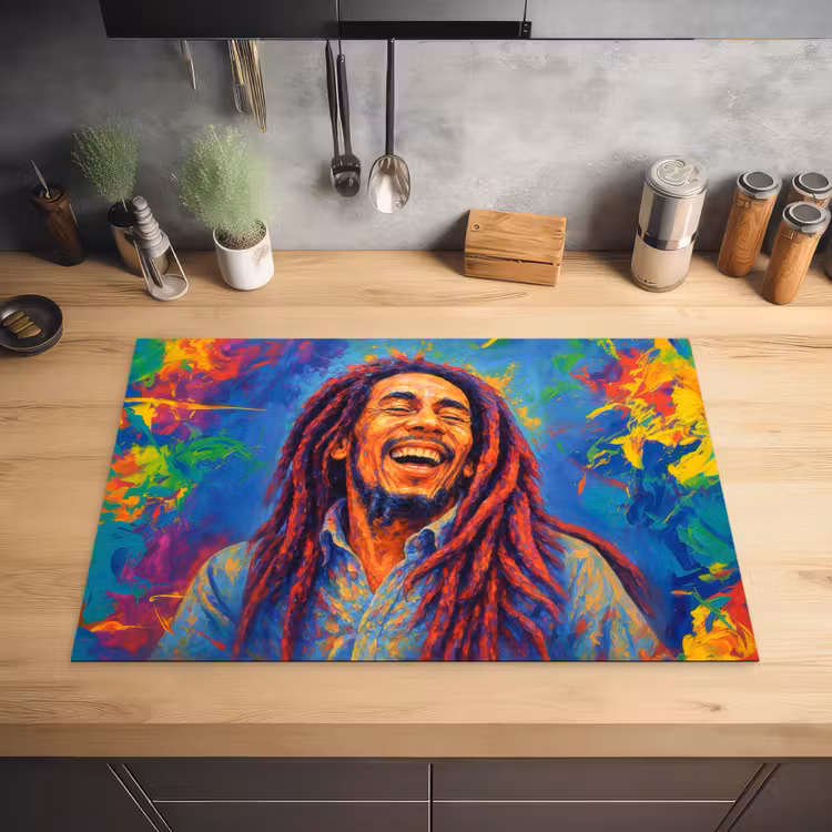 Regenboogkleuren - Man - schilderij Inductie beschermer vinyl 3mm klein -sfeer5