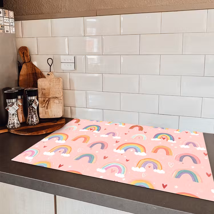 Regenboog - Patroon - Pastel - Handgetekend Inductie beschermer vinyl 3mm klein -sfeer3