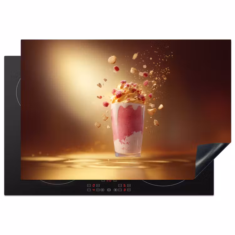 Framboos - Smoothie - Drinken - Roze Inductie beschermer vinyl 3mm klein -3d