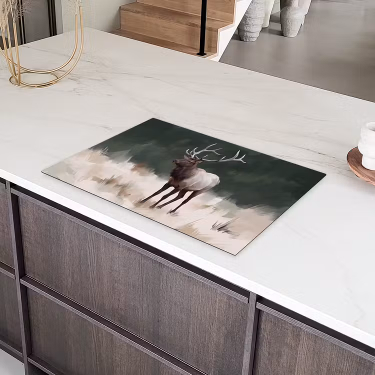 Edelhert - Gewei - Schildering - Rustiek Inductie beschermer vinyl 3mm klein -sfeer8