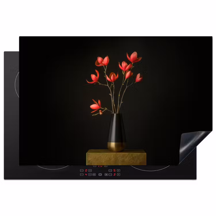 Rode - Bloemen - Vaas Inductie beschermer vinyl 3mm klein -3d