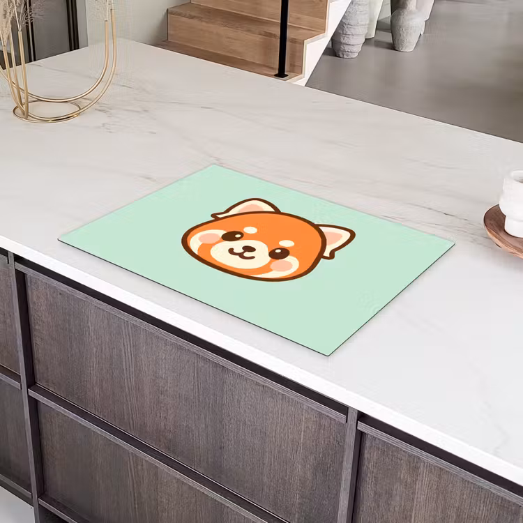 Rode panda - Groen - Cartoon Inductie beschermer vinyl 3mm klein -sfeer8