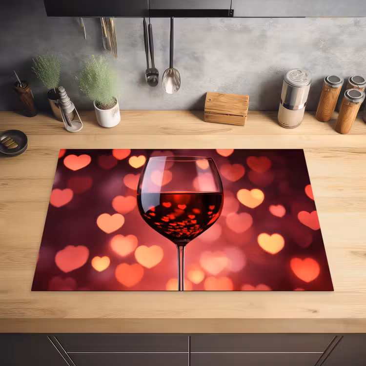 Rood - Wijn - Hartjes Inductie beschermer vinyl 3mm klein -sfeer5