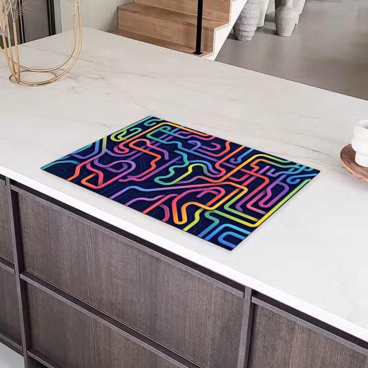 Retro - Abstract - Neon Inductie beschermer vinyl 3mm klein -sfeer8