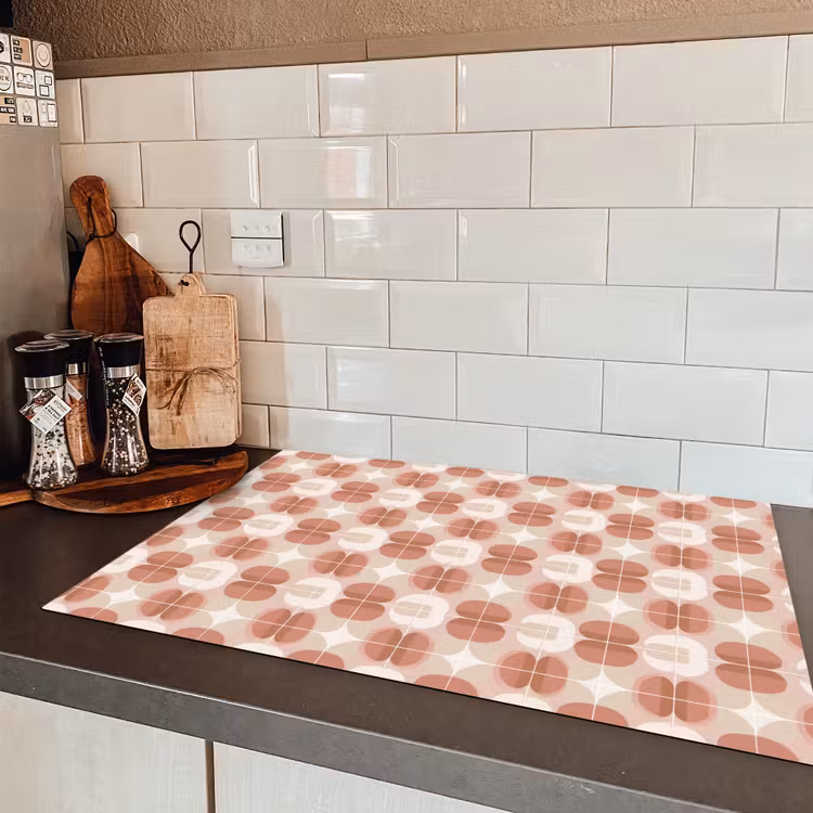 Retro - Klassiek - Roze Inductie beschermer vinyl 3mm klein 276 -sfeer3
