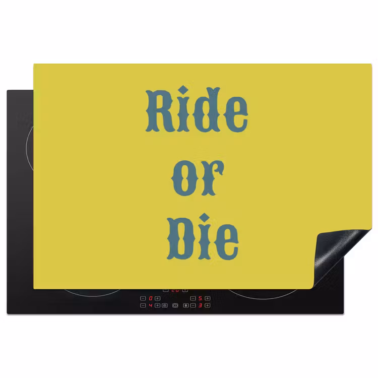 Ride or die - Geel - Blauw Inductie beschermer vinyl 3mm klein -3d