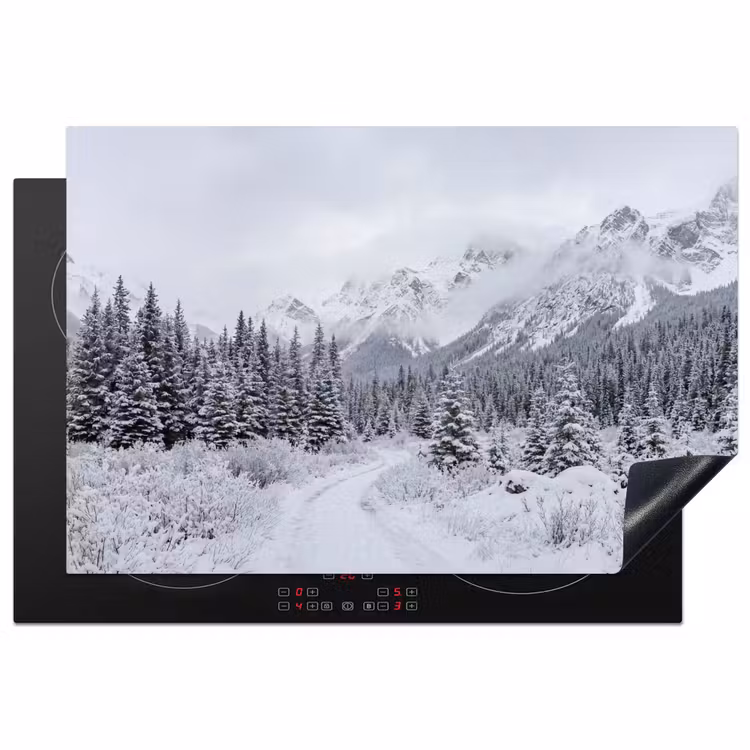 Weg - Bergen - Sneeuw - Naaldbos - Avontuurlijk Inductie beschermer vinyl 3mm klein -3d