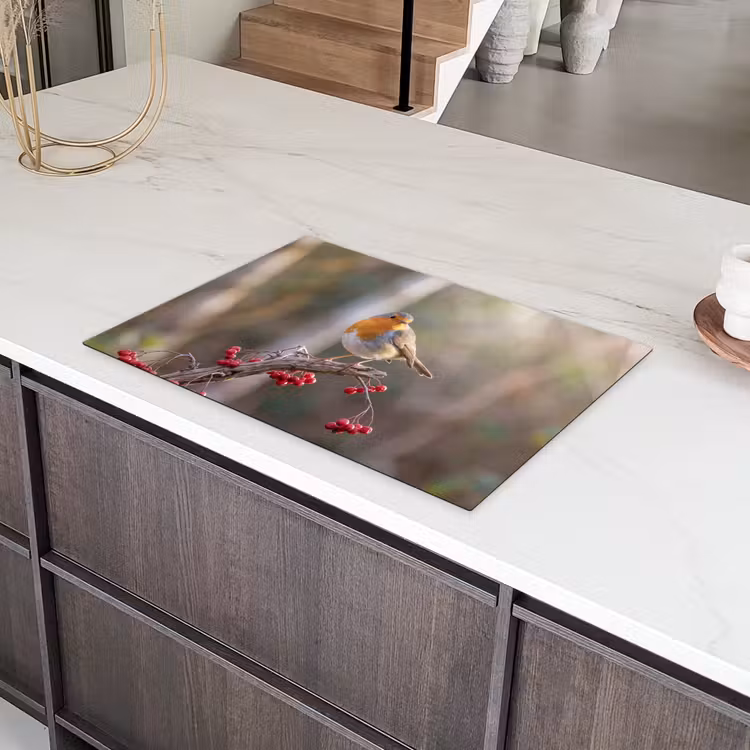 Roodborst - Tak - Bessen - Natuur Inductie beschermer vinyl 3mm klein -sfeer8