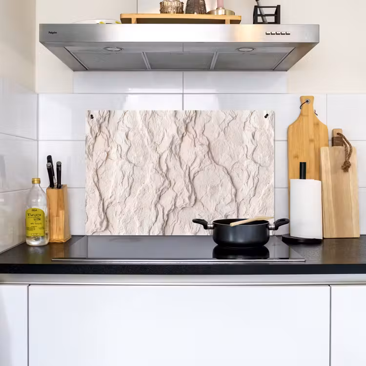 Rots - Structuur - Natuur - Beige - Abstract Inductie beschemer met haakjes klein -sfeer2