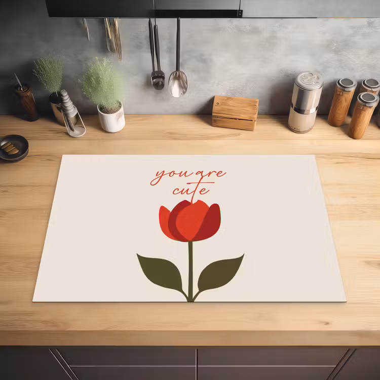 Roos - Rood - Bloem - Valentijn Inductie beschermer vinyl 3mm klein -sfeer5