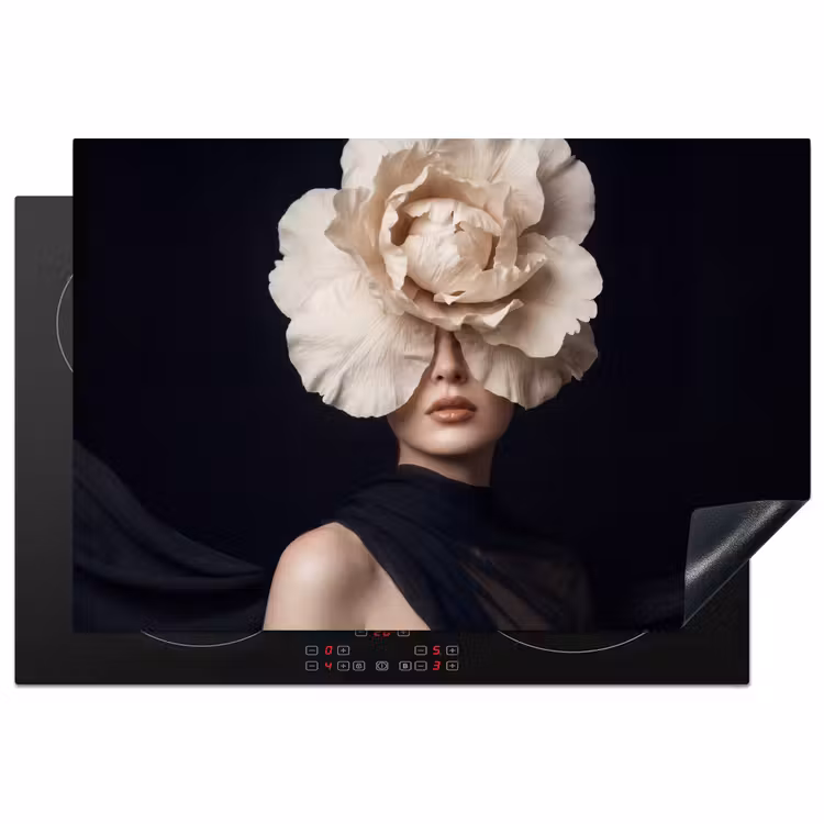 Roos - Tijdloos - Zwart Inductie beschermer vinyl 3mm klein -3d
