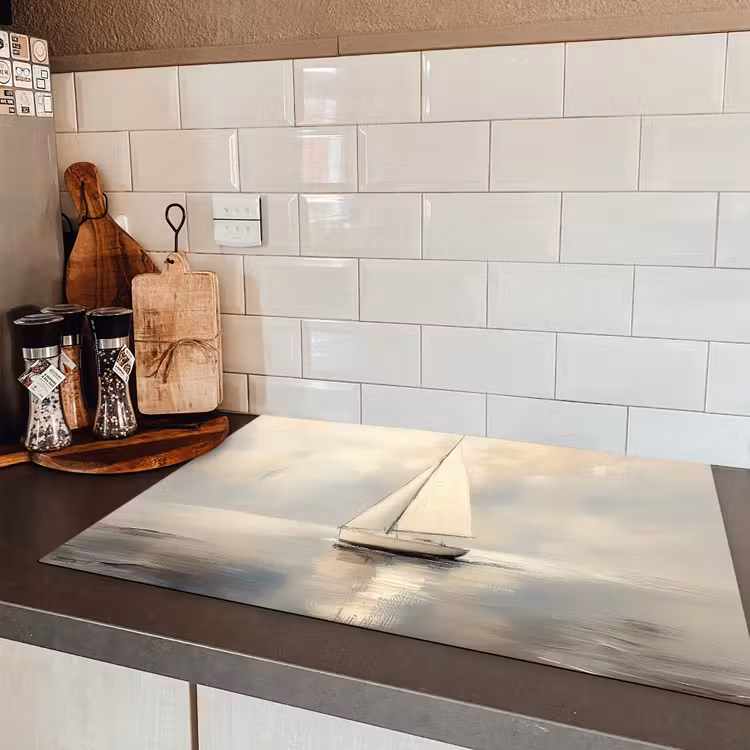 Zeilschip - Zee - Bewolkt Inductie beschermer vinyl 3mm klein -sfeer3
