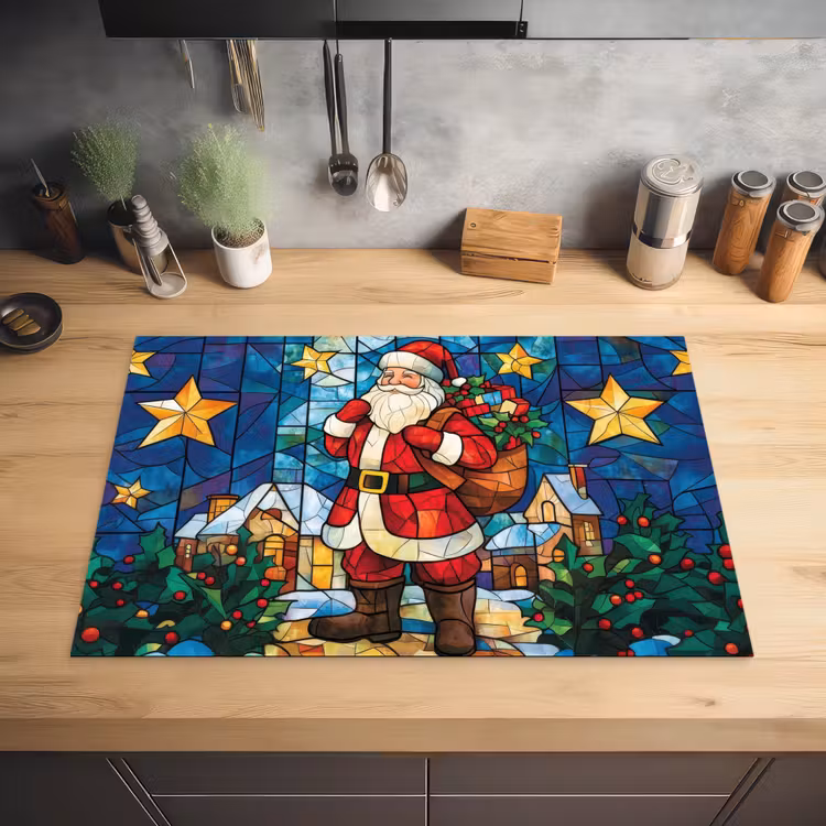Kerstman - Glas - Kleurrijk Inductie beschermer vinyl 3mm klein -sfeer5