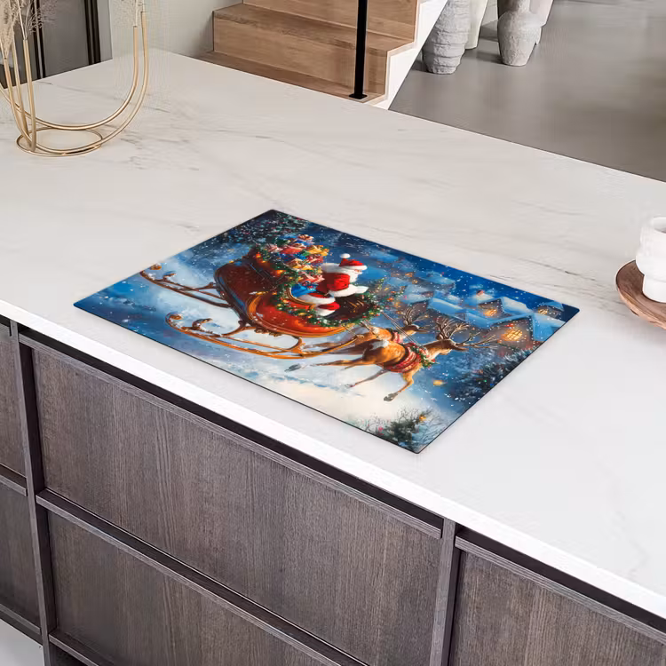 Kerstman - Rendier - Kerst - Sneeuw Inductie beschermer vinyl 3mm klein -sfeer8