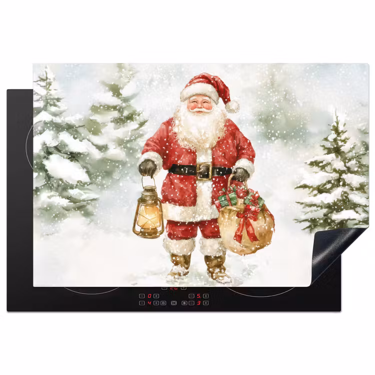 Kerstman- Winter - Sneeuw - Wit - Rood Inductie beschermer vinyl 3mm klein -3d