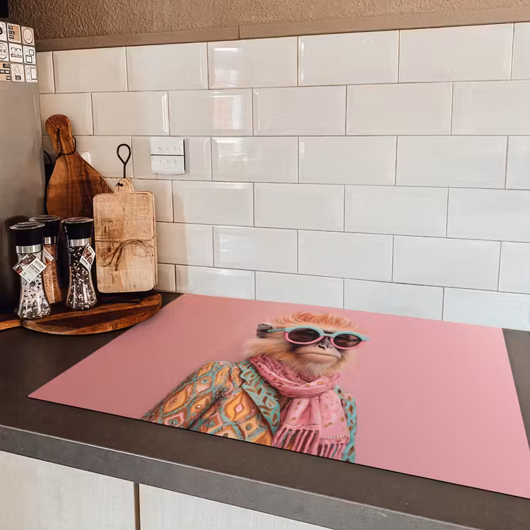 Sjaal - Aap - Zonnebril - Jasje Inductie beschermer vinyl 3mm klein -sfeer3