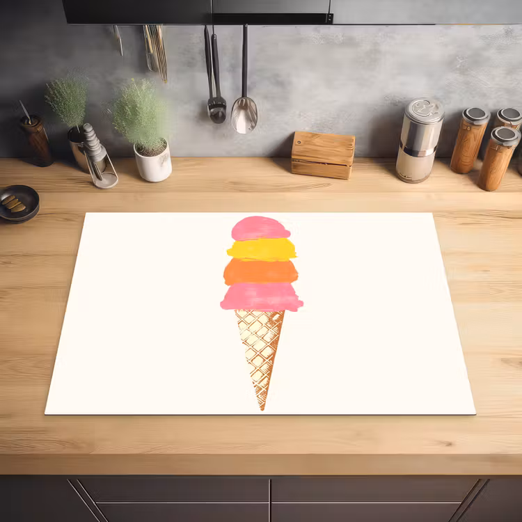 Schepijs - Hoorntje - Illustratie - Minimalistisch Inductie beschermer vinyl 3mm klein -sfeer5