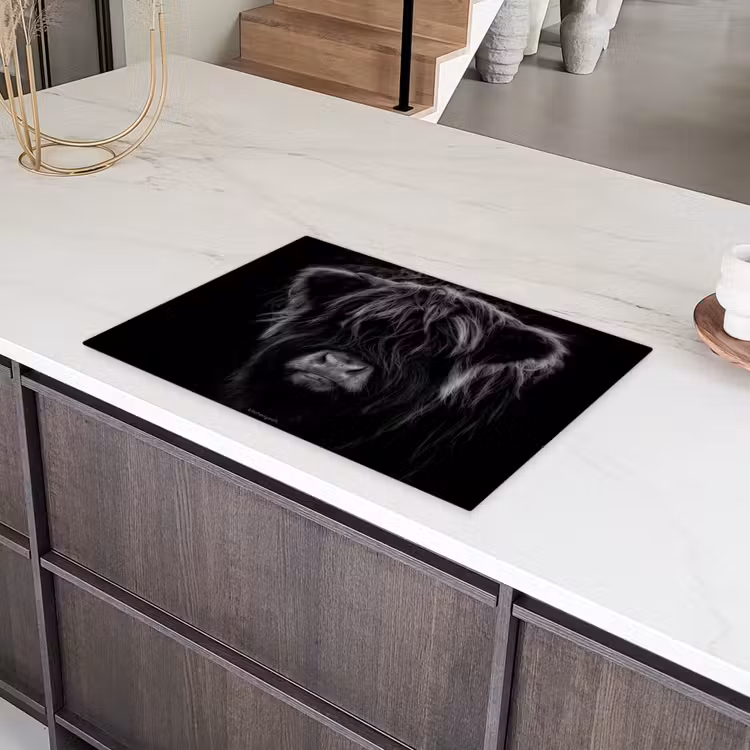 Schotse hooglander - Zwart Inductie beschermer vinyl 3mm klein -sfeer8