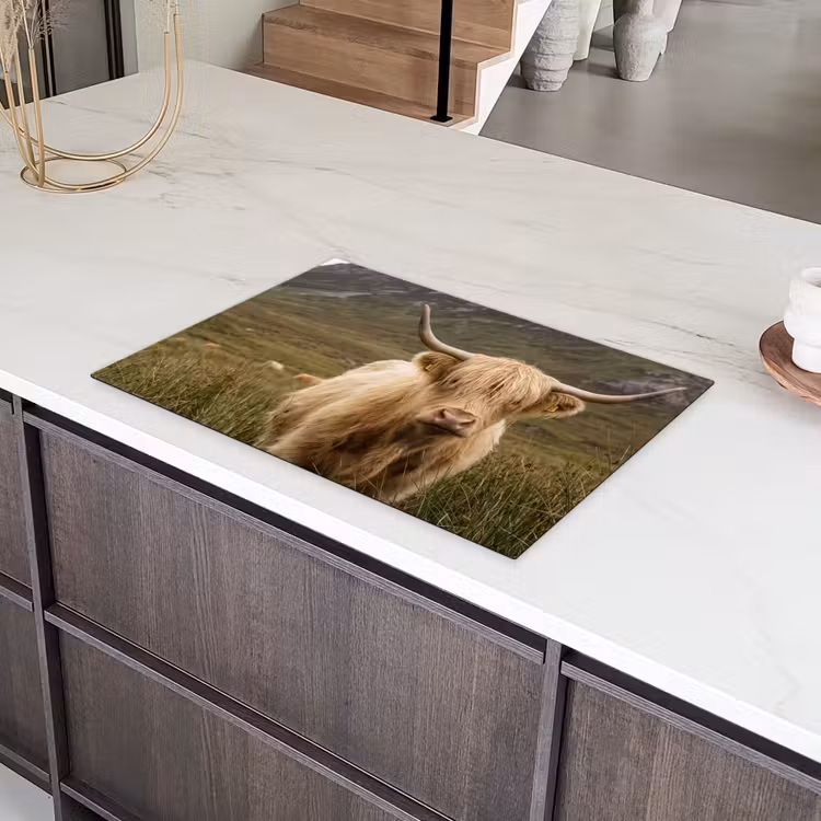 Schotse hooglander - Bergen - Grasveld Inductie beschermer vinyl 3mm klein -sfeer8