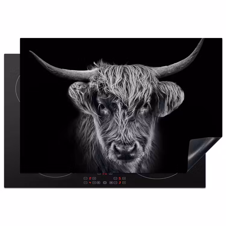 Schotse hooglander - Zwart - Koe - Dieren Inductie beschermer vinyl 3mm klein -3d