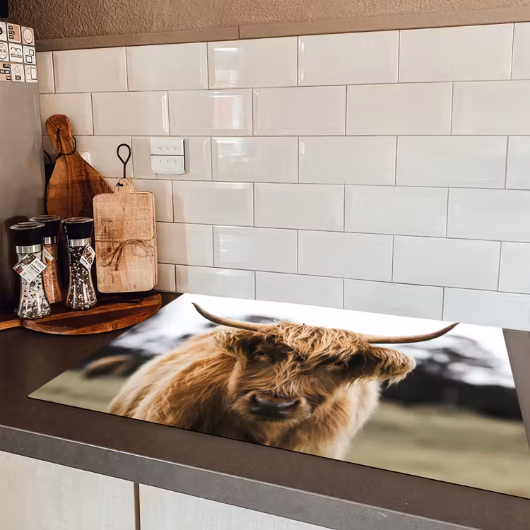 Schotse Hooglander - Koe - Gras - Dieren - Natuur Inductie beschermer vinyl 3mm klein -sfeer3