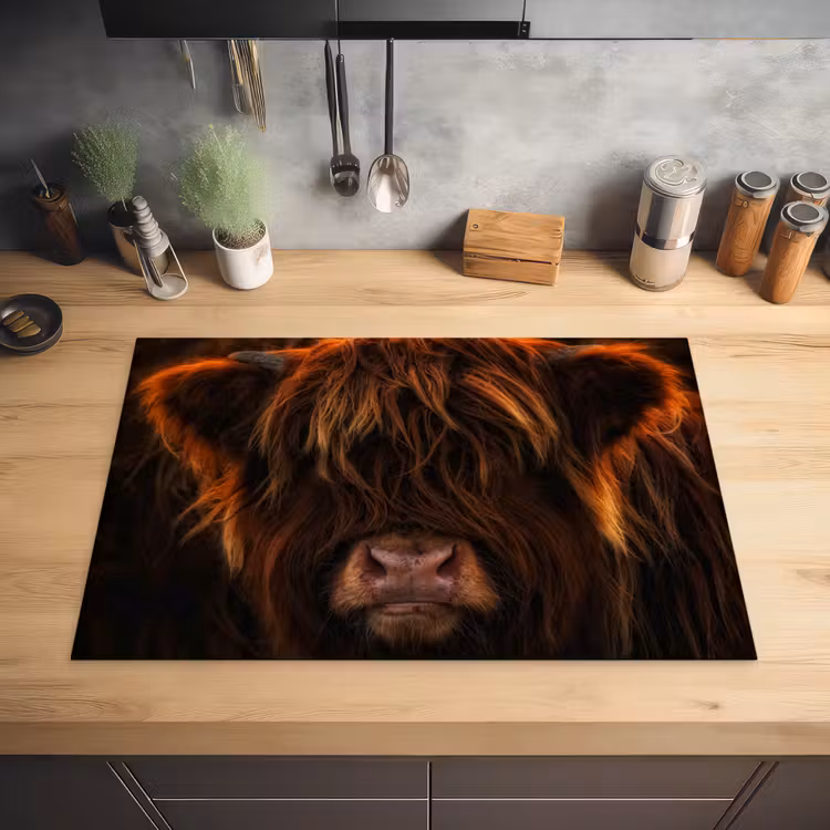 Schotse Hooglander - Koe - Portret - Dieren Inductie beschermer vinyl 3mm klein -sfeer5