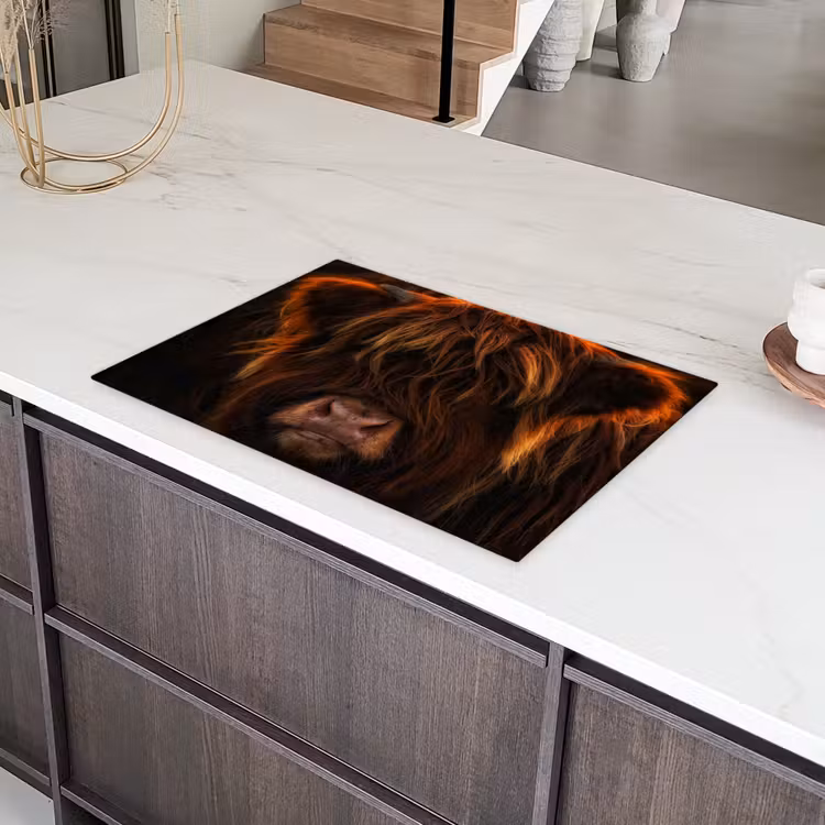 Schotse Hooglander - Koe - Portret - Dieren Inductie beschermer vinyl 3mm klein -sfeer8