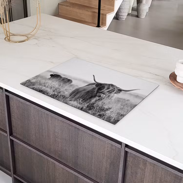 Schotse Hooglander in Monochroom Inductie beschermer vinyl 3mm klein -sfeer8