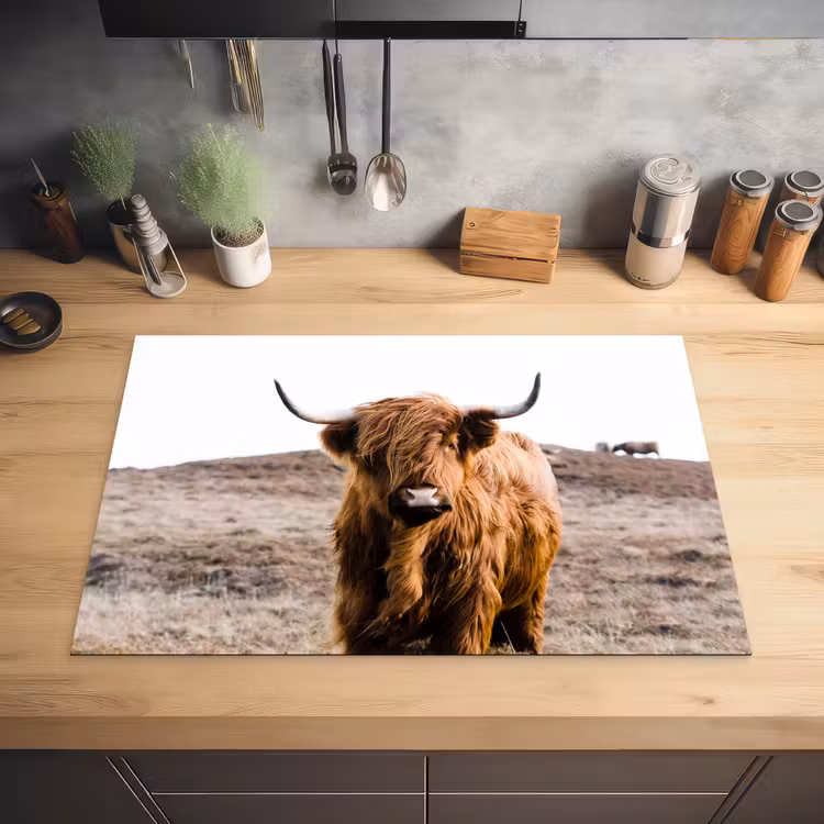Schotse hooglander - Landschap - Koe - Bruin - Dieren - Natuur Inductie beschermer vinyl 3mm klein -sfeer5