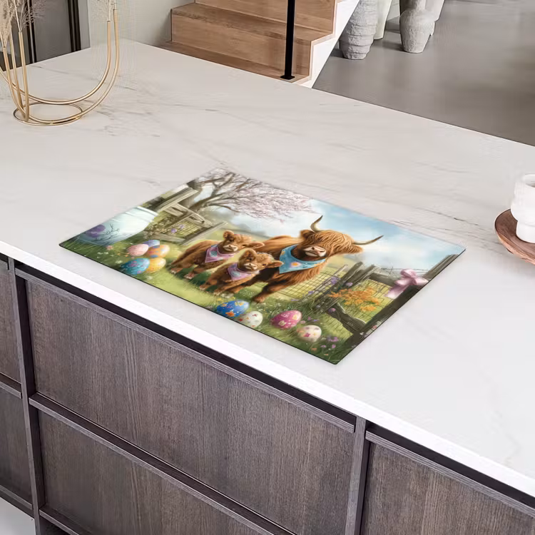 Schotsehooglanders - Paaseieren - Lente Inductie beschermer vinyl 3mm klein -sfeer8