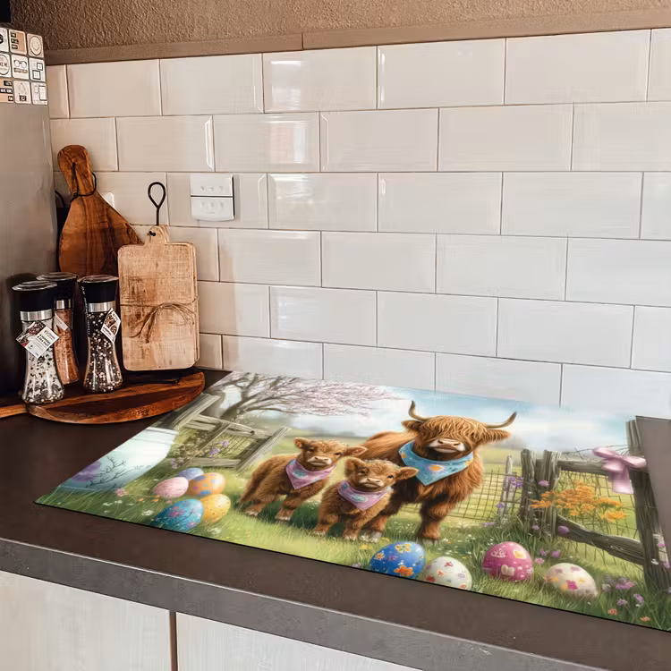 Schotsehooglanders - Paaseieren - Lente Inductie beschermer vinyl 3mm klein -sfeer3