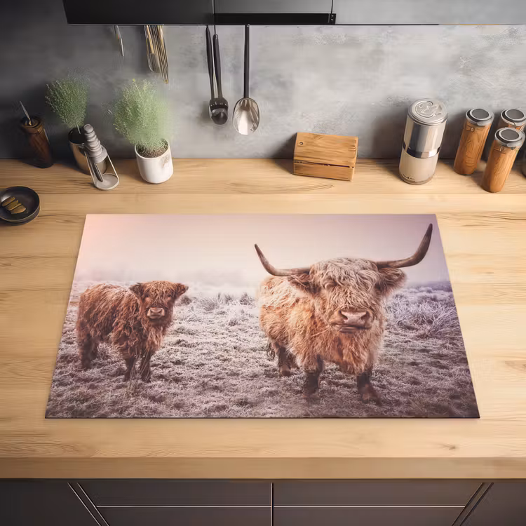 Schotse hooglanders - Licht - Lucht - Natuur Inductie beschermer vinyl 3mm klein -sfeer5