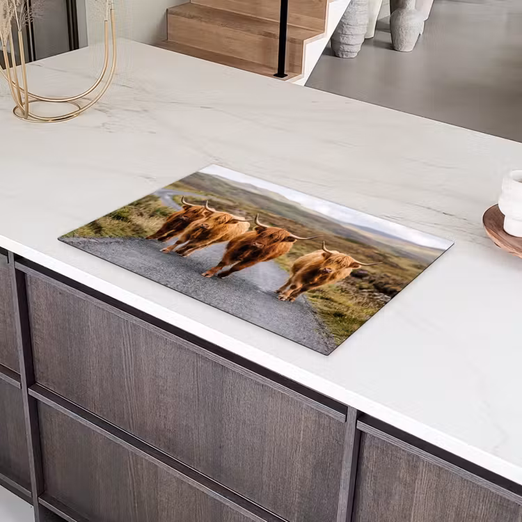 Schotse Hooglanders - Weg - Landschap - Kudde Inductie beschermer vinyl 3mm klein -sfeer8
