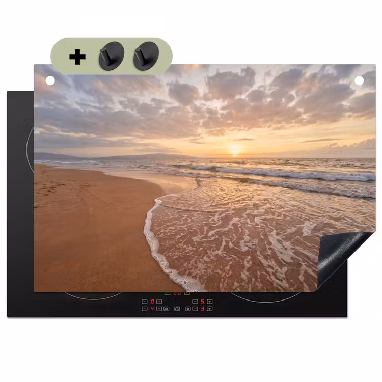 Zee - Kustlijn - Wolken - Landschap - Oranje Inductie beschemer met haakjes klein -3d