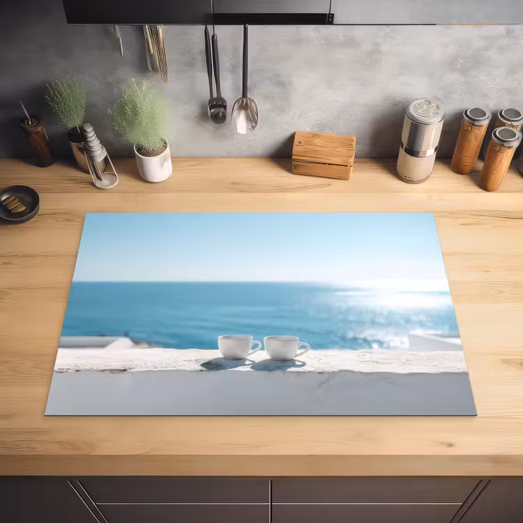 Zee - Koffiekopjes - Zomers Inductie beschermer vinyl 3mm klein -sfeer5