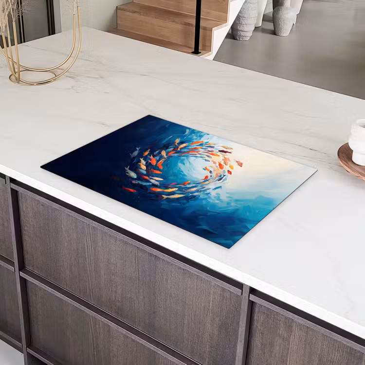 Zee - Vissen - Kleurrijk - Dynamisch Inductie beschermer vinyl 3mm klein -sfeer8
