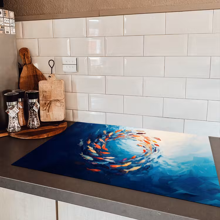 Zee - Vissen - Kleurrijk - Dynamisch Inductie beschermer vinyl 3mm klein -sfeer3