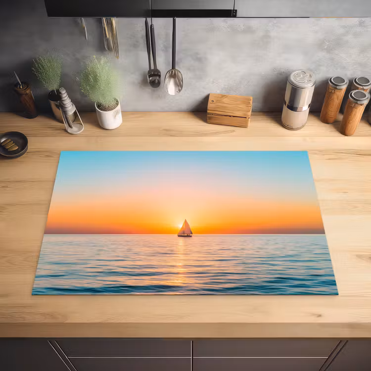 Zee - Zeilboot - Zonsondergang Inductie beschermer vinyl 3mm klein -sfeer5