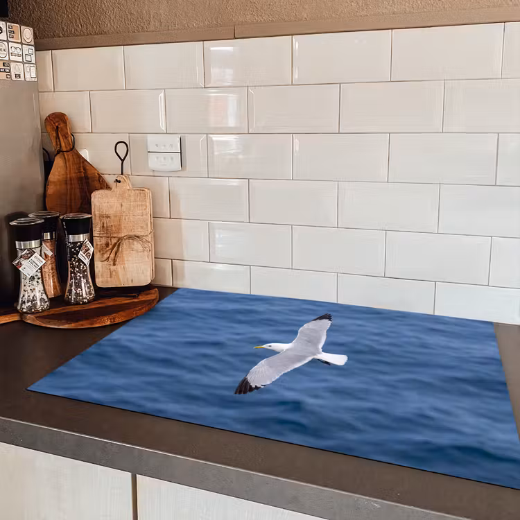 Zeemeeuw - Oceaan - Blauw Inductie beschermer vinyl 3mm klein -sfeer3