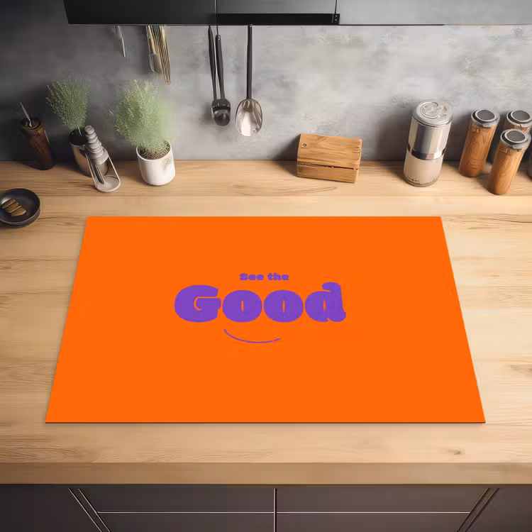 See the good - Paars - Oranje - Smiley Inductie beschermer vinyl 3mm klein -sfeer5