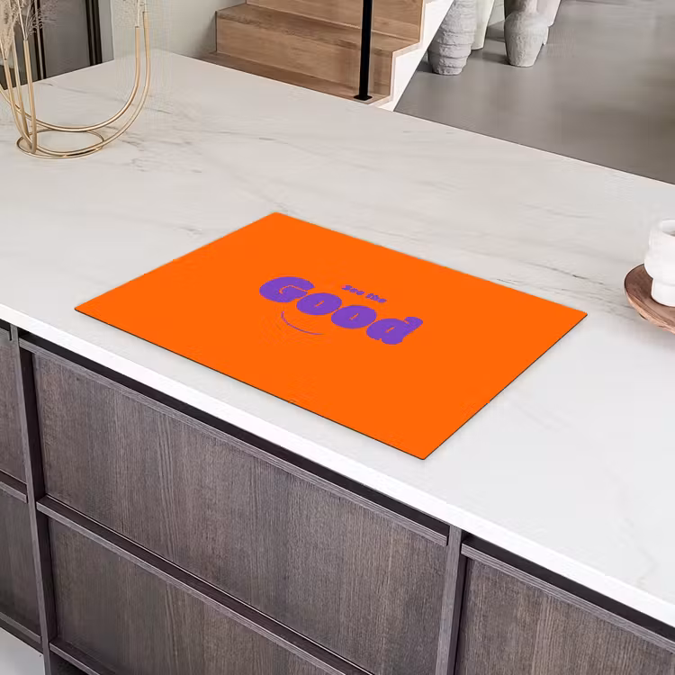 See the good - Paars - Oranje - Smiley Inductie beschermer vinyl 3mm klein -sfeer8
