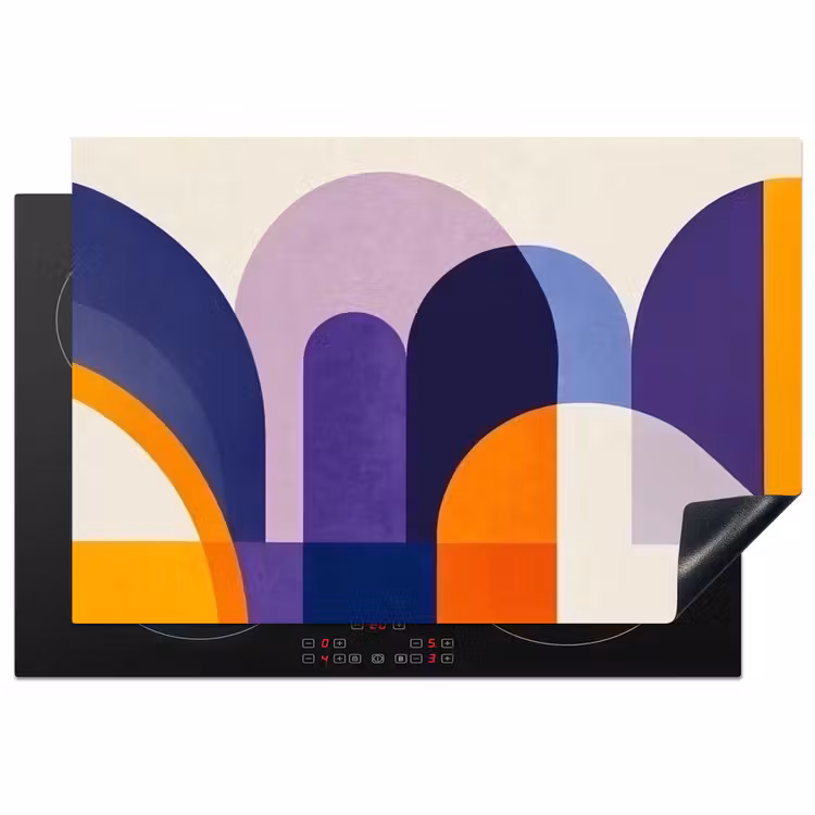 Vormen - Abstract - Grafisch - Oranje Inductie beschermer vinyl 3mm klein -3d