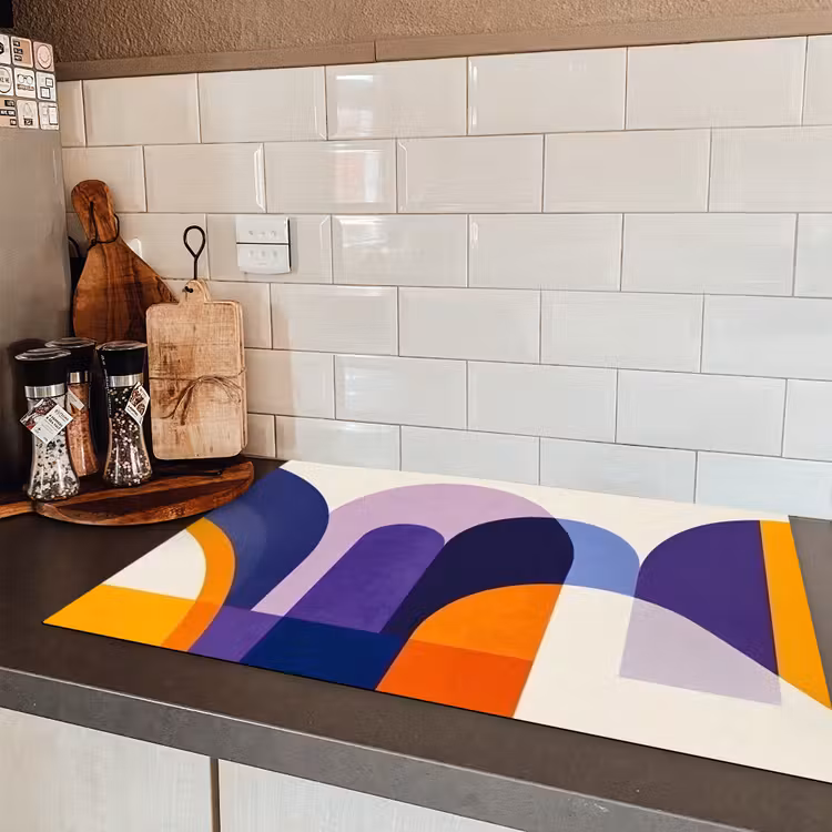 Vormen - Abstract - Grafisch - Oranje Inductie beschermer vinyl 3mm klein -sfeer3