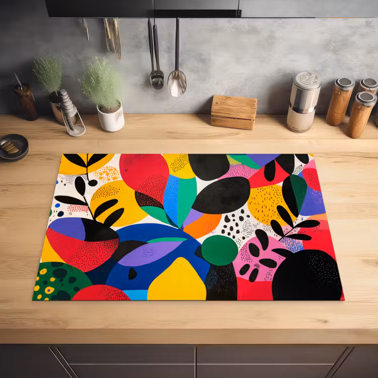 Vormen - Stippen - Kleurrijk Inductie beschermer vinyl 3mm klein -sfeer5