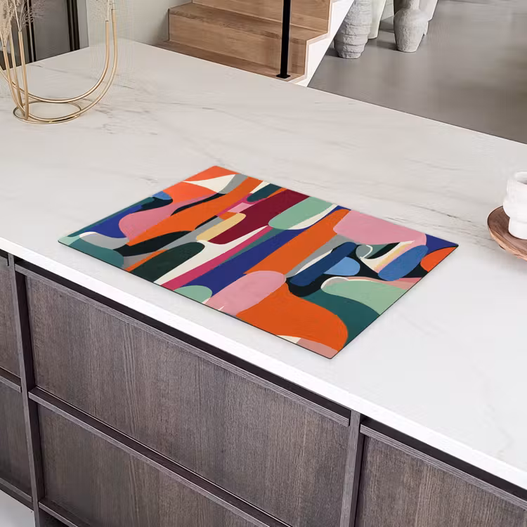 Vormen - Ritmisch - Kleuren - Abstract Inductie beschermer vinyl 3mm klein -sfeer8