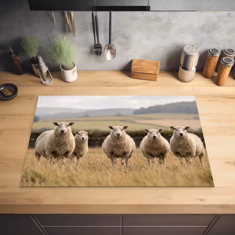 Schapen - Weidenlandschap - Heuvels Inductie beschermer vinyl 3mm klein -sfeer5