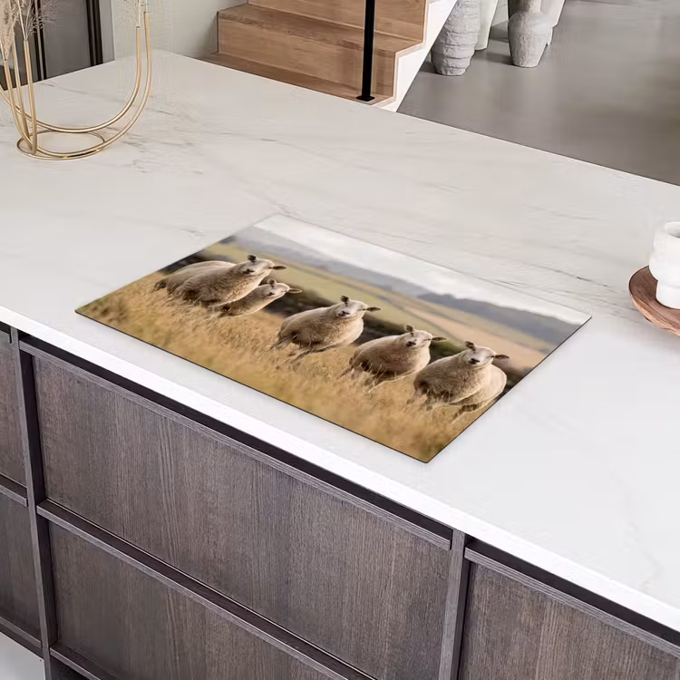 Schapen - Weidenlandschap - Heuvels Inductie beschermer vinyl 3mm klein -sfeer8
