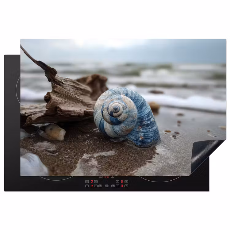 Schelp - Strand - Blauw - Zee Inductie beschermer vinyl 3mm klein -3d